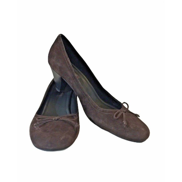 ECCO New Dehli Suede Coffee Brown Pumps Heels Flex Sole Size 40 US 9/9.5 - Picture 5 of 12